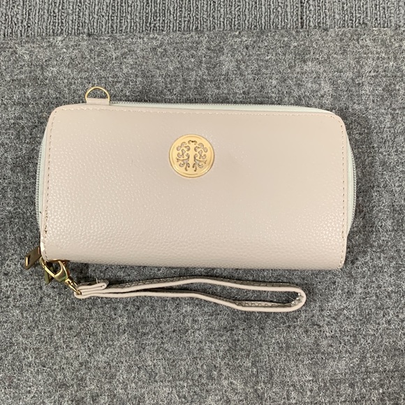 Cee Klein Wristlet Clutch Womens Small Gray Faux Leather Detachable Strap Purse - Picture 3 of 16